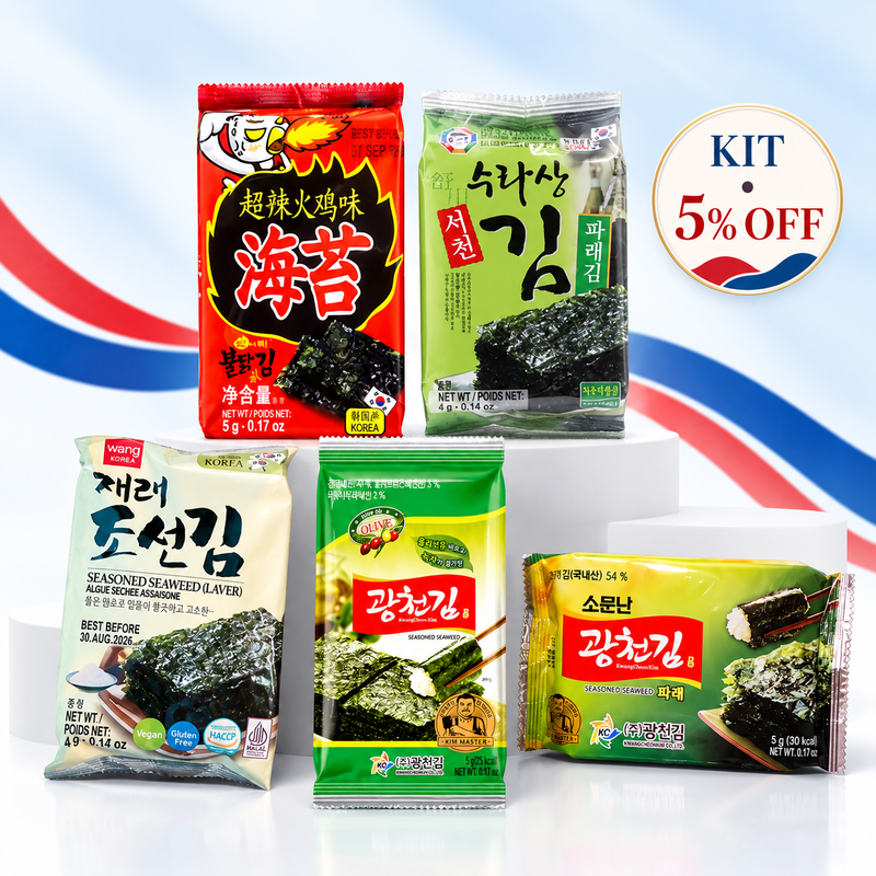 Kit Algas Coreanas Aijinori com 5 sabores e 5% de desconto