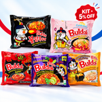 Kit degustação Buldak com 5 sabores de lámen coreano