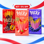 Kit Pocky trio nos sabores original, morango e blueberry